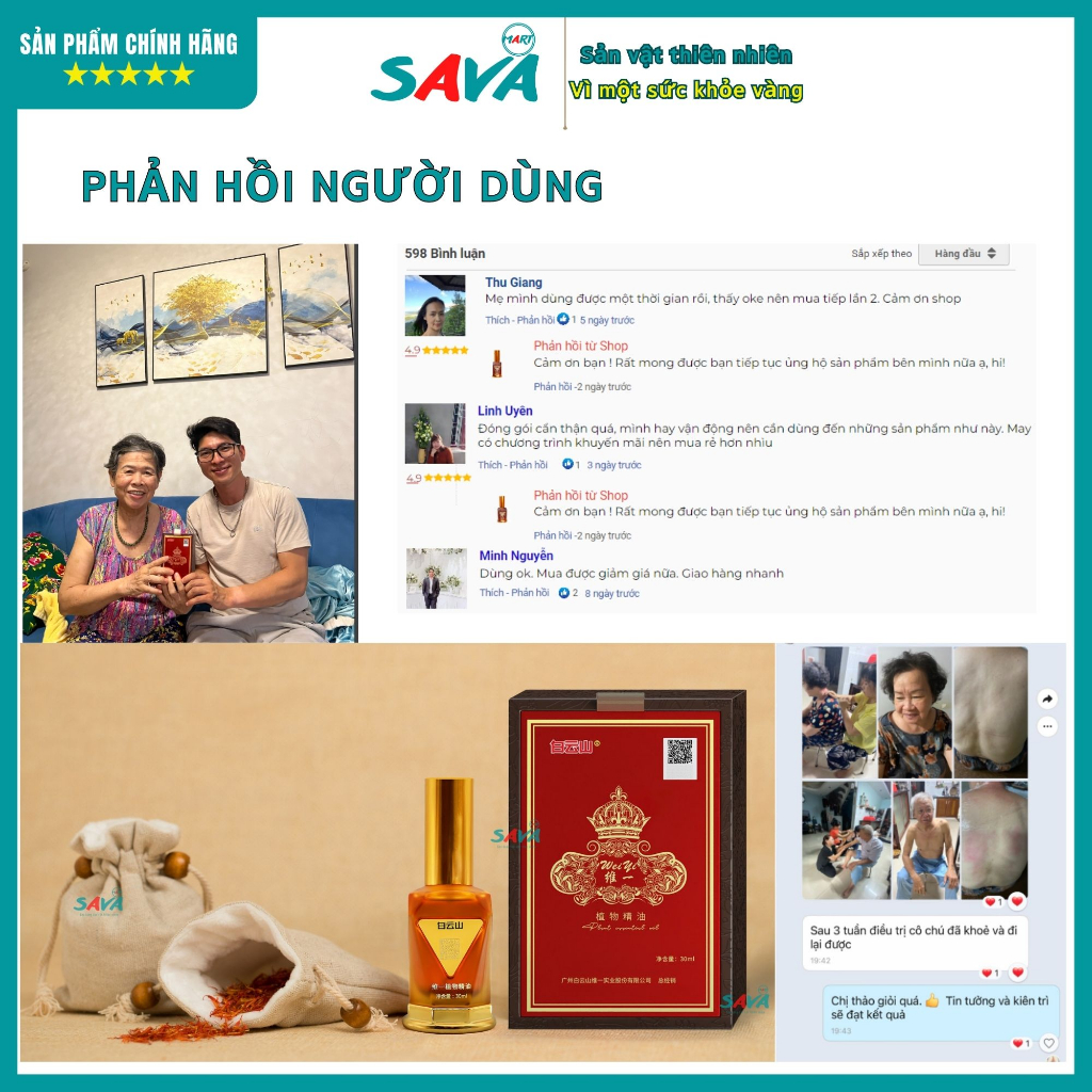 Tinh dầu Bạch Vân Sơn giảm đau nhanh cổ vai gáy, tê bì tay chân, đả thông kinh mạch, gai cột sống 30ml/lọ