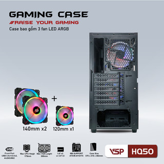 Vỏ Case VSP HQ50 BLACK (SẴN 3 FAN LED)
