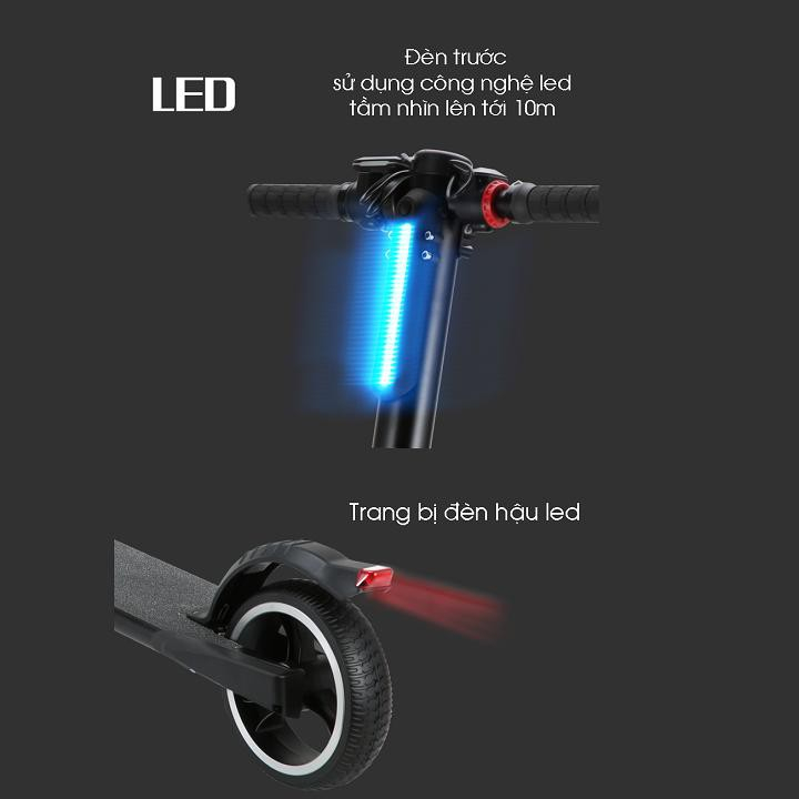 Xe Scooter Điện Người Lớn Tốc Độ ~30km Khung Nhôm, Bánh 6.5 inch Pin 8Ah Siêu Lâu, Xe Điện Chòi Chân Cao Cấp