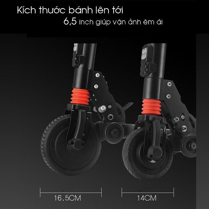 Xe Scooter Điện Người Lớn Tốc Độ ~30km Khung Nhôm, Bánh 6.5 inch Pin 8Ah Siêu Lâu, Xe Điện Chòi Chân Cao Cấp