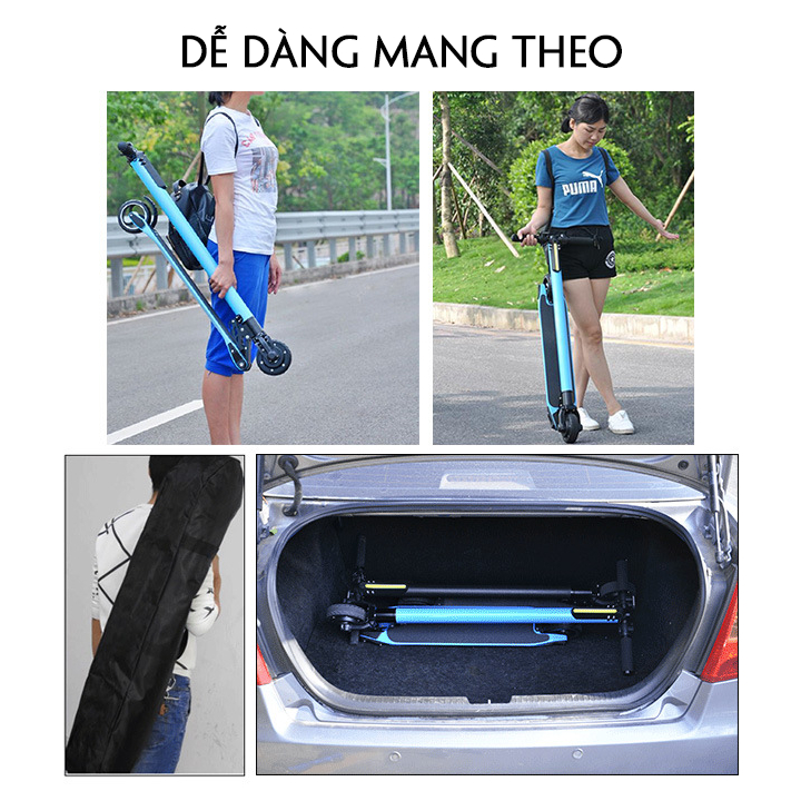 Xe Scooter Điện Người Lớn Tốc Độ ~30km Khung Nhôm, Bánh 6.5 inch Pin 8Ah Siêu Lâu, Xe Điện Chòi Chân Cao Cấp