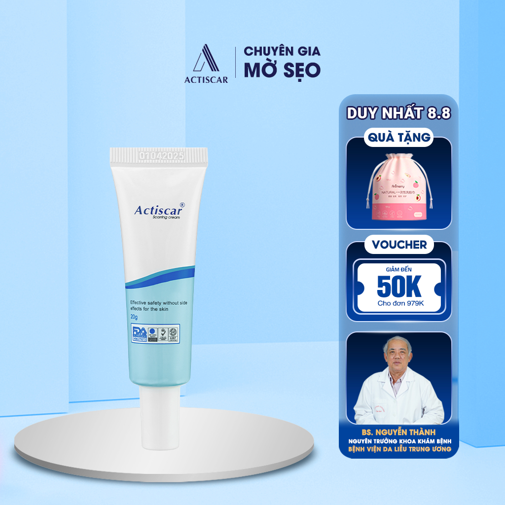 Kem Xóa Sẹo Actiscar, Làm mờ Sẹo Lồi, lấp đầy sẹo Lõm Rỗ 20g