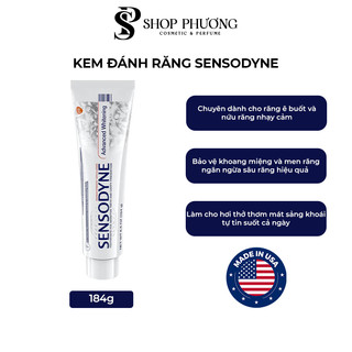 Kem đánh răng sensodyne advanced whitening mỹ 184g