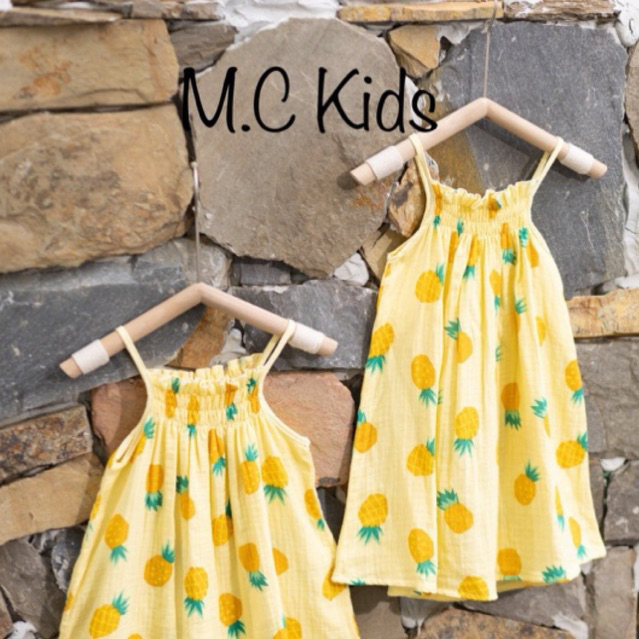 Váy bé gái 2 dây xô muslin size to mềm mịn, thoáng mát, thấm hút mồ hôi