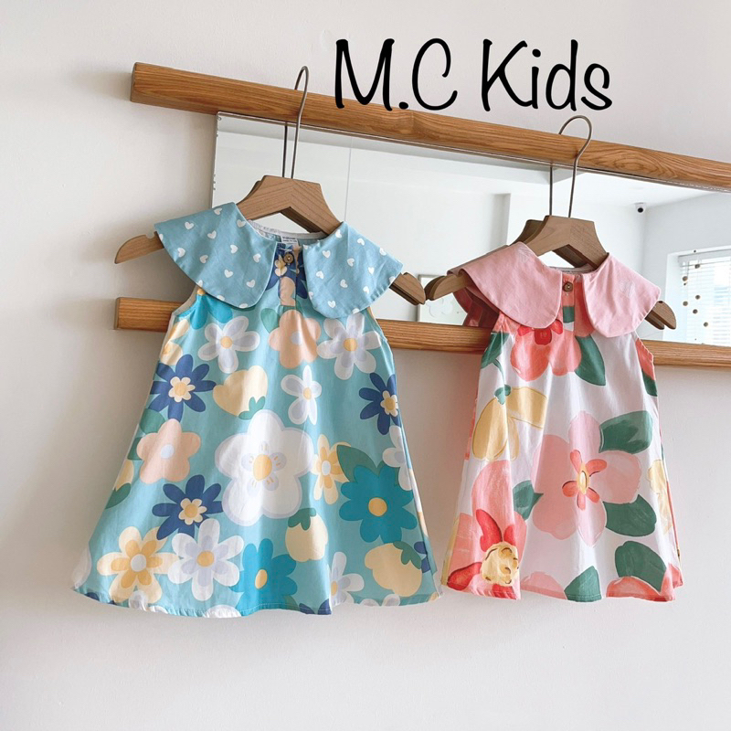 Váy sát nách cổ sen bản to cho bé gái 7-27kg
