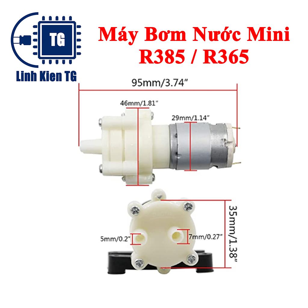 Động cơ bơm nước mini R385 / R365 6-12v Máy Bơm