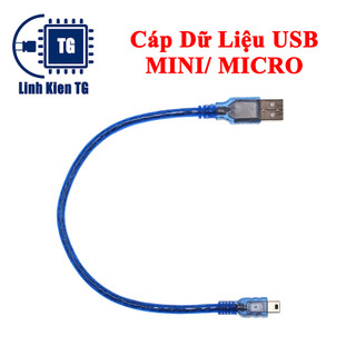 Cáp dữ liệu usb mini/ micro 30cm màu xanh arduino nano