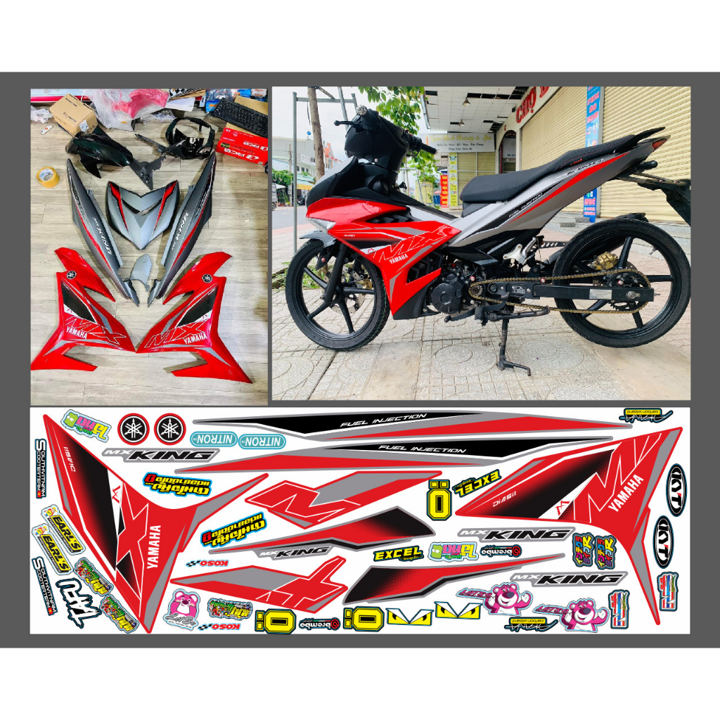 TEM XE EXCITER 150 MX XÁM ĐỎ CHẾ !