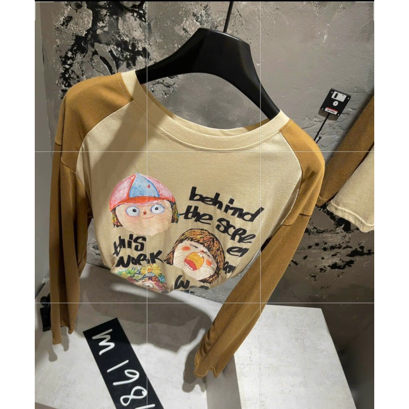 Áo Thun Giấy Dài Tay Pha Màu In Hình