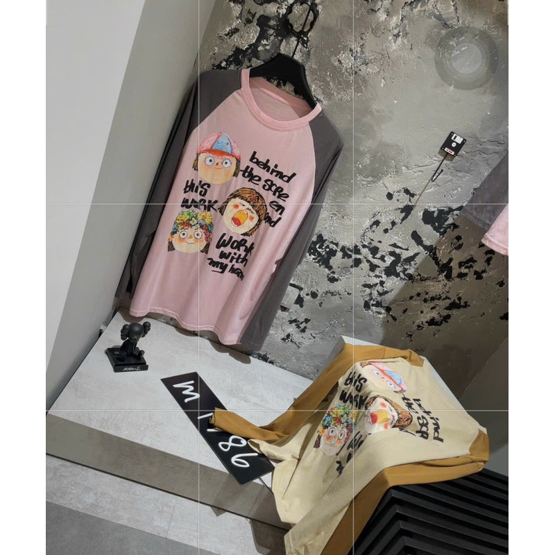 Áo Thun Giấy Dài Tay Pha Màu In Hình