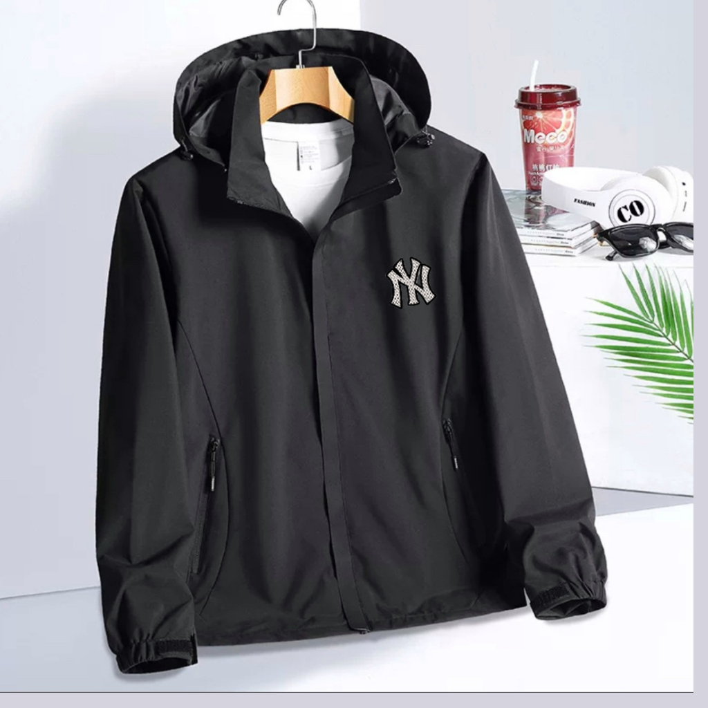 Áo khoác MLB NY, áo khoác gió có mũ tháo rời cao cấp, chất dù xịn xò tag mac đầy đủ M90 Latizia.vn