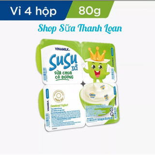 [GIAO HỎA TỐC] LỐC 4 HỘP SỮA CHUA ĂN SUSU IQ LOẠI CÓ ĐƯỜNG 80G