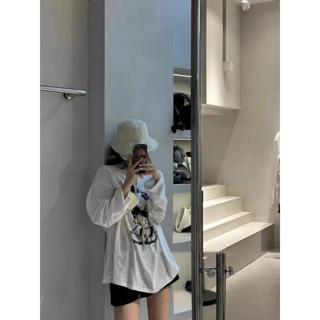 H.hxt- SET 2 ÁO LEN GIẤY MICKEY ĐEN TRẮNG