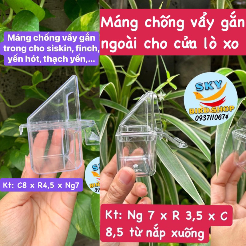 Combo 5 hoặc 10 Máng ăn chống vẩy gắn trong/ gắn ngoài dành cho chim cảnh.