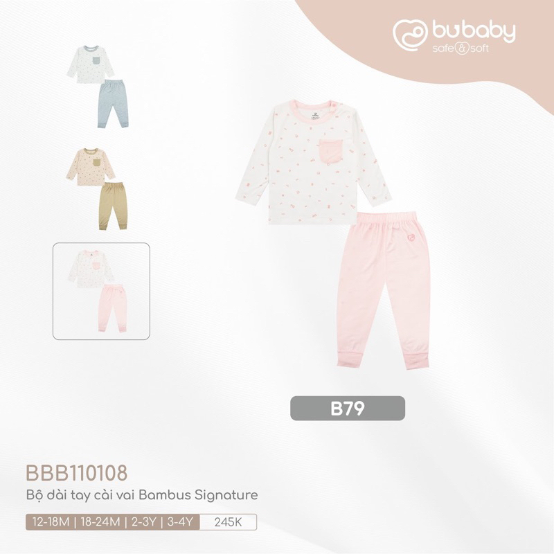 Bộ dài tay cài vai BamBus Signature Bu Baby