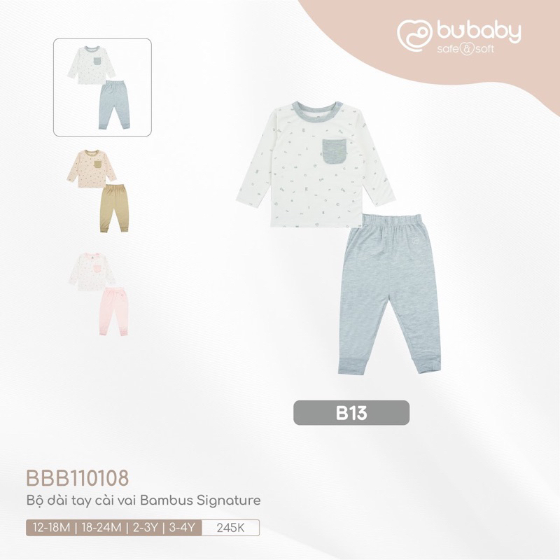 Bộ dài tay cài vai BamBus Signature Bu Baby