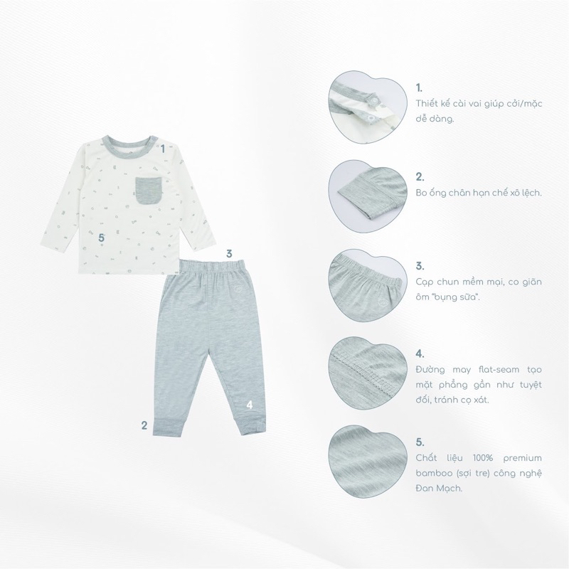 Bộ dài tay cài vai BamBus Signature Bu Baby