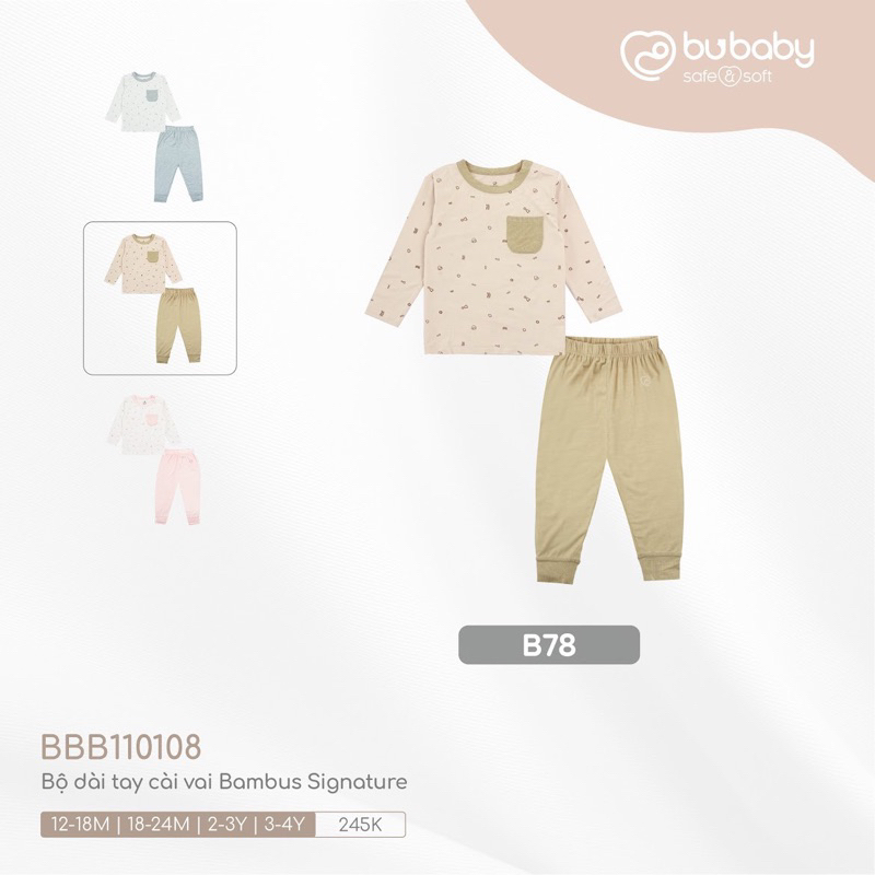 Bộ dài tay cài vai BamBus Signature Bu Baby