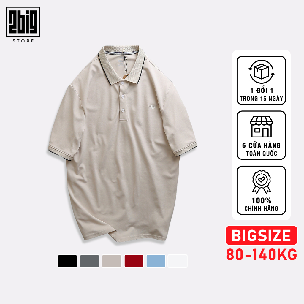 BIGSIZE NAM 80-140KG ÁO POLO VIỀN THÊU LOGO PL014 2BIG NAVY STAR