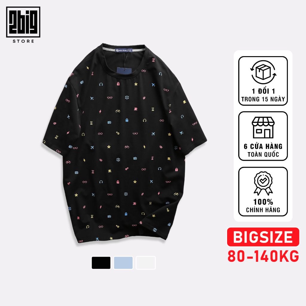 BIGSIZE NAM 80-140KG ÁO THUN IN HÌNH HỌA TIẾT AT027 2BIG NAVY STAR