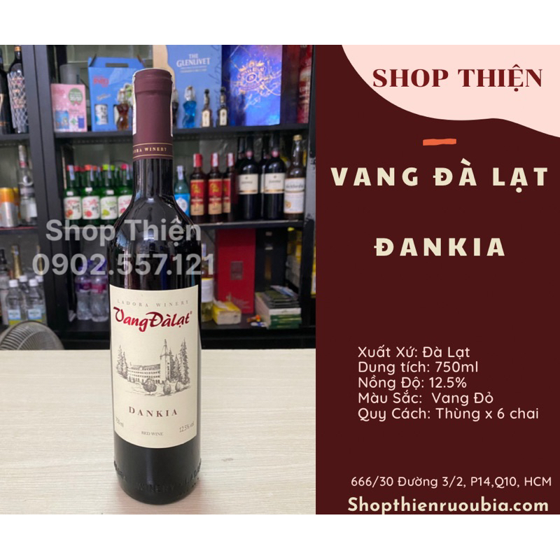 Thùng x 6 Chai Vang Đà Lạt Dankia 12.5% 750ml