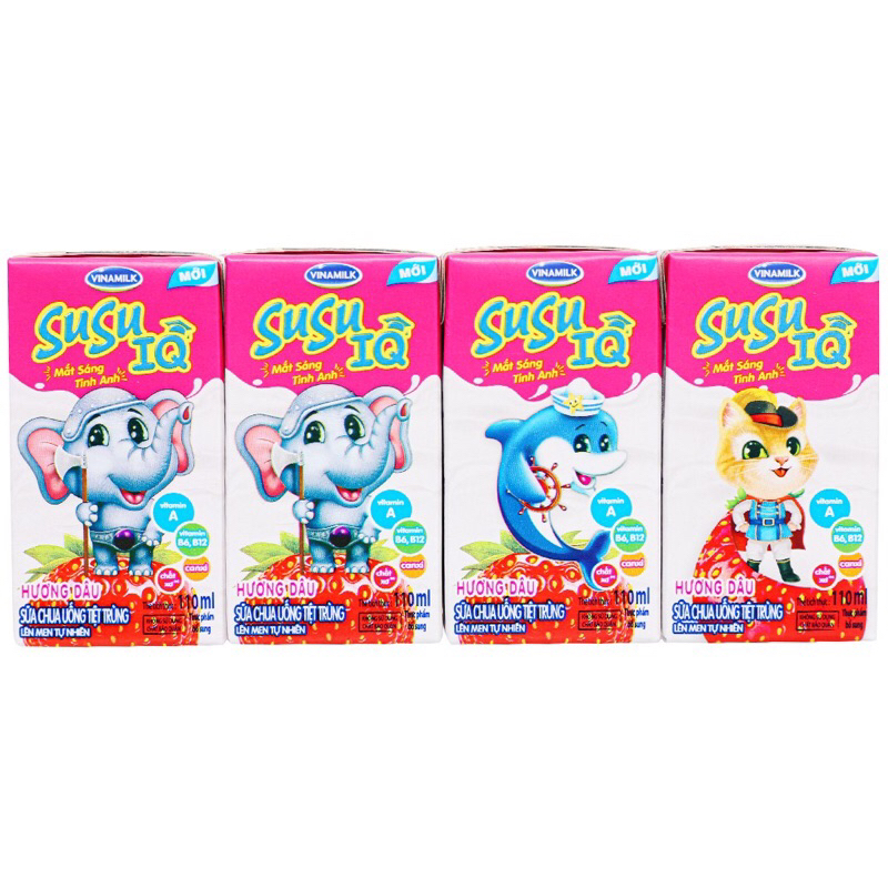 Lốc 4 hộp x 110ml Sữa chua uống Susu Vinamilk Dâu/Cam
