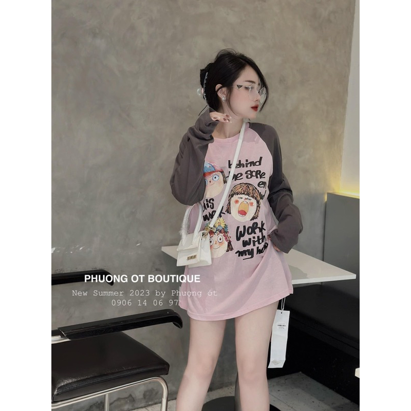 Áo Thun Giấy Dài Tay Pha Màu In Hình