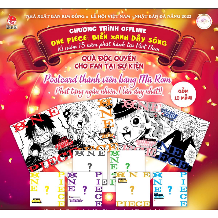 Postcard Thành viên băng mũ rơm One Piece - Set 10 Card - Off Kỉ niệm 15 năm One Piece - NXB Kim Đồng