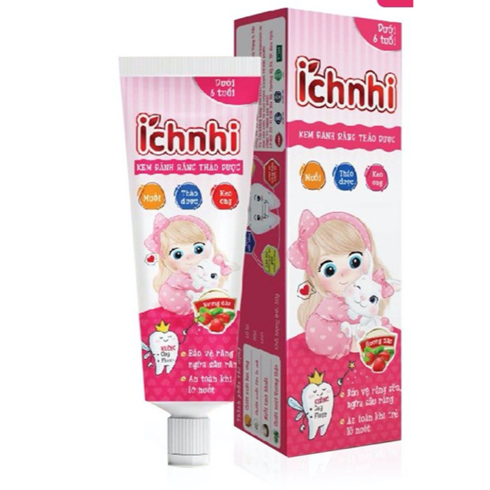 Kem Đánh Răng Thảo Dược Ích Nhi dùng cho Bé Dưới 6 Tuổi (Không Cay, Không Flour, nuốt được Tuýp 50g)