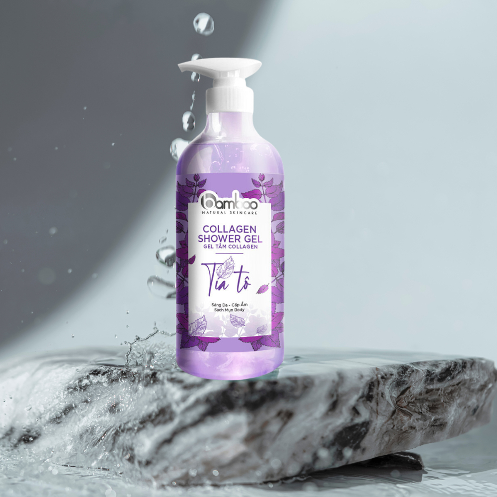 Sữa tắm tinh chất tía tô Bamboo giúp sạch bụi bẩn mịn màng làn da giảm mụn lưng 750ml