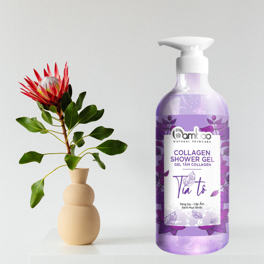 Sữa tắm tinh chất tía tô Bamboo giúp sạch bụi bẩn mịn màng làn da giảm mụn lưng 750ml