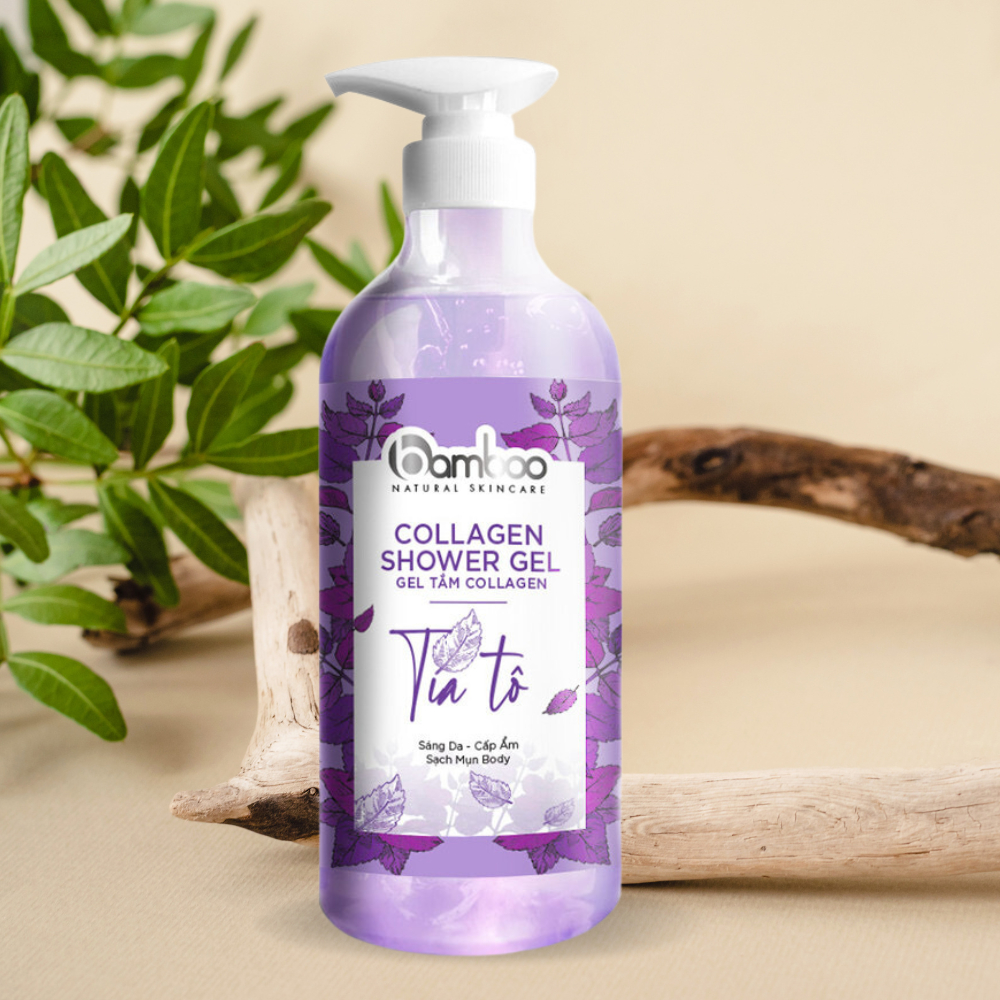 Sữa tắm tinh chất tía tô Bamboo giúp sạch bụi bẩn mịn màng làn da giảm mụn lưng 750ml