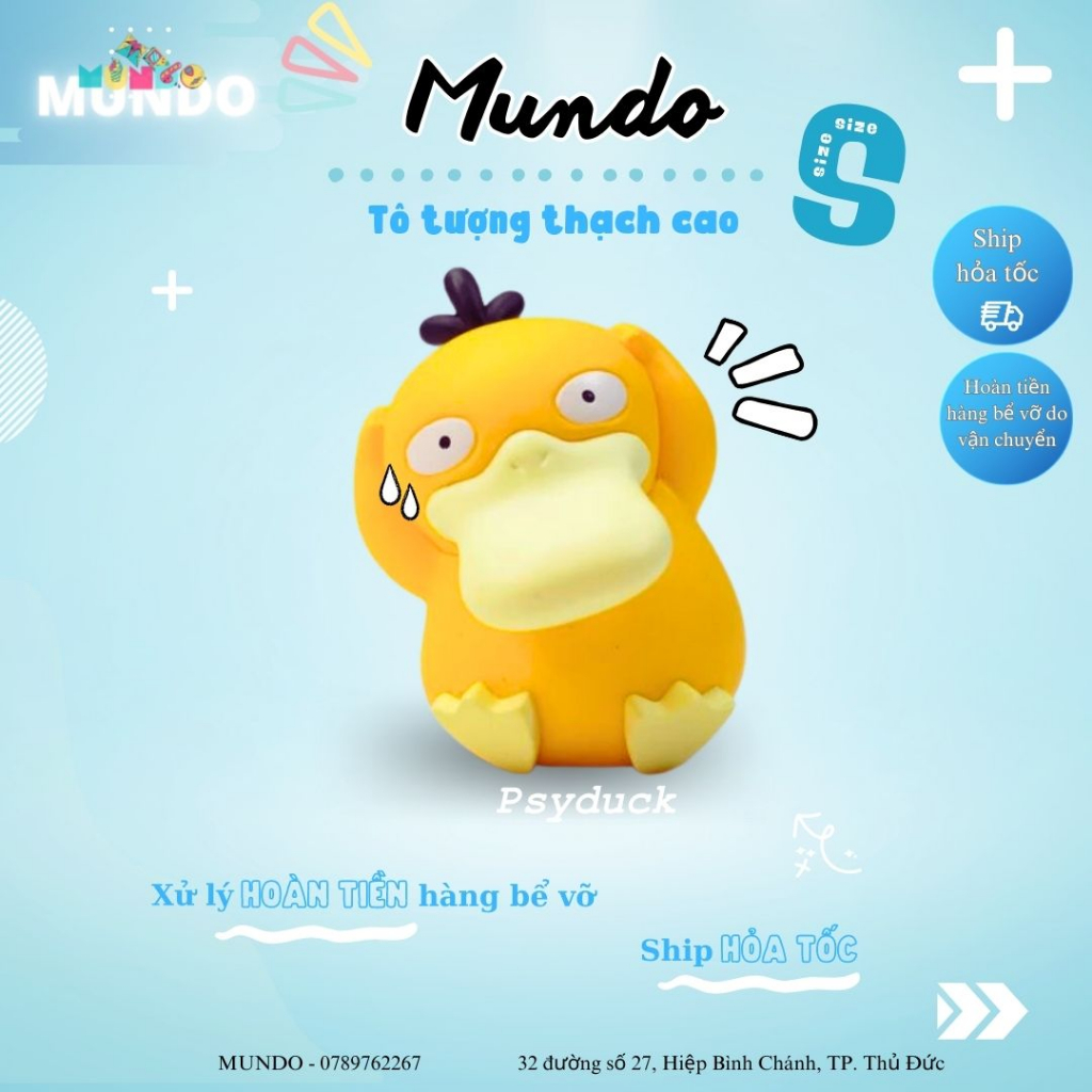 Tô Tượng Thạch Cao Pokemon Mini Psyduck, Gengar, Purin Size XS, Tượng Thạch Cao MUNDO