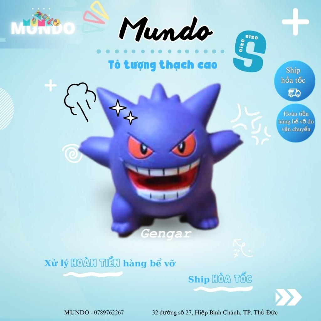 Tô Tượng Thạch Cao Pokemon Mini Psyduck, Gengar, Purin Size XS, Tượng Thạch Cao MUNDO