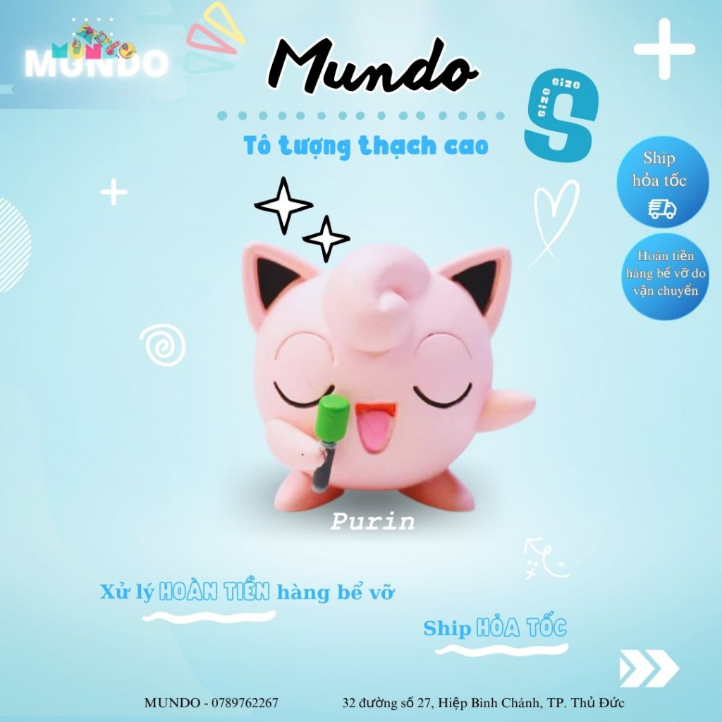 Tô Tượng Thạch Cao Pokemon Mini Psyduck, Gengar, Purin Size XS, Tượng Thạch Cao MUNDO