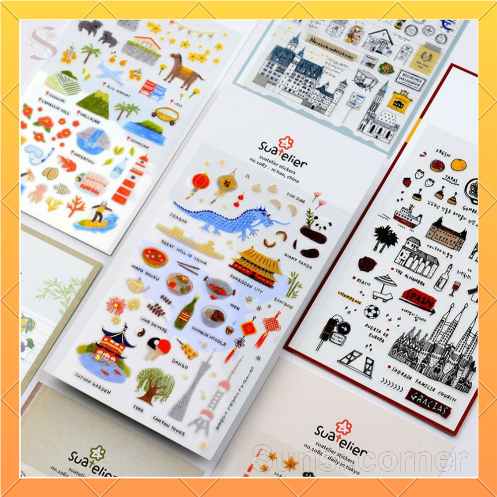 Hình Dán Sticker Trang Trí SUATELIER Dễ Thương Xinh Xắn