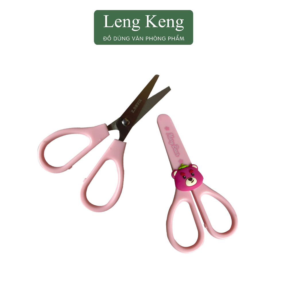 Kéo thủ công Leng Keng kéo cắt giấy hình gấu dâu lotso dễ thương K55