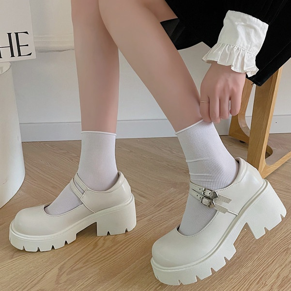 Giày LOLITA Mary HAITIM Nữ Da Bóng, Da Lì Xu Hướng Quai Cài Đế Cao 6cm cá tính năng động mới hot đẹp trend