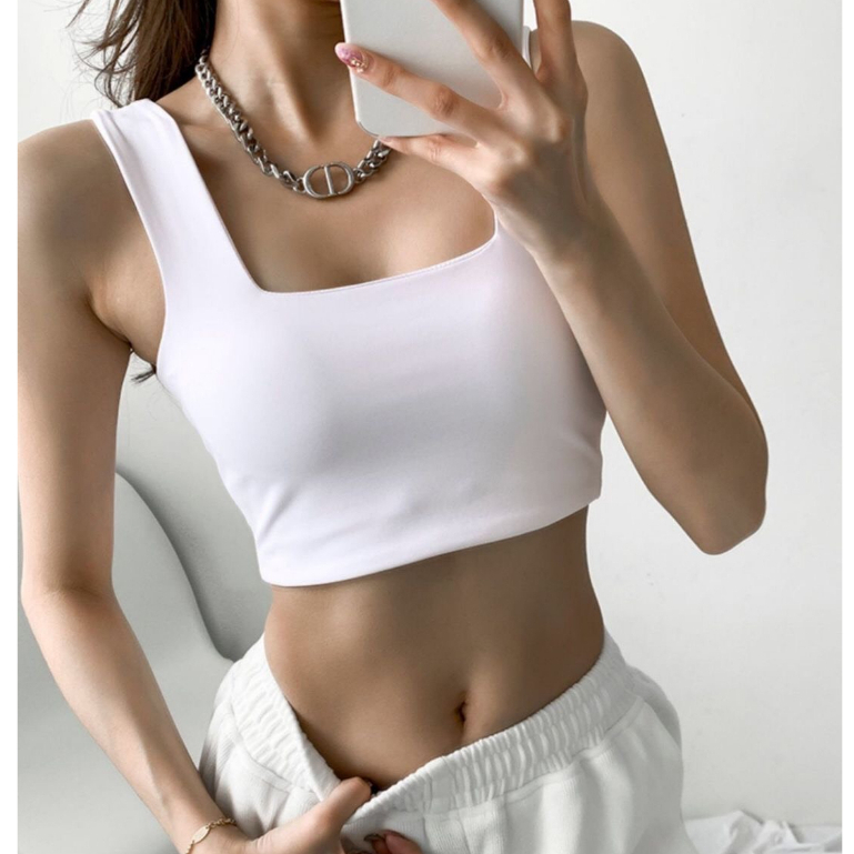 Áo croptop nữ, áo ba lỗ nữ, croset hai dây bản to co giãn bốn chiều được may hai lớp AO021 | BigBuy360 - bigbuy360.vn