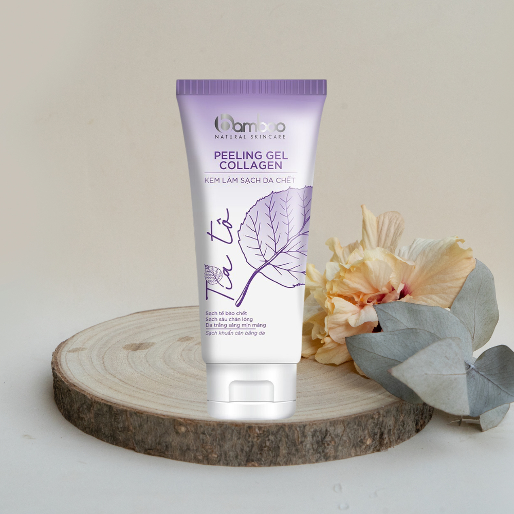 Tẩy da chết tía tô Bamboo làm sạch tế bào chết khô sần, giúp da trắng sáng mịn màng