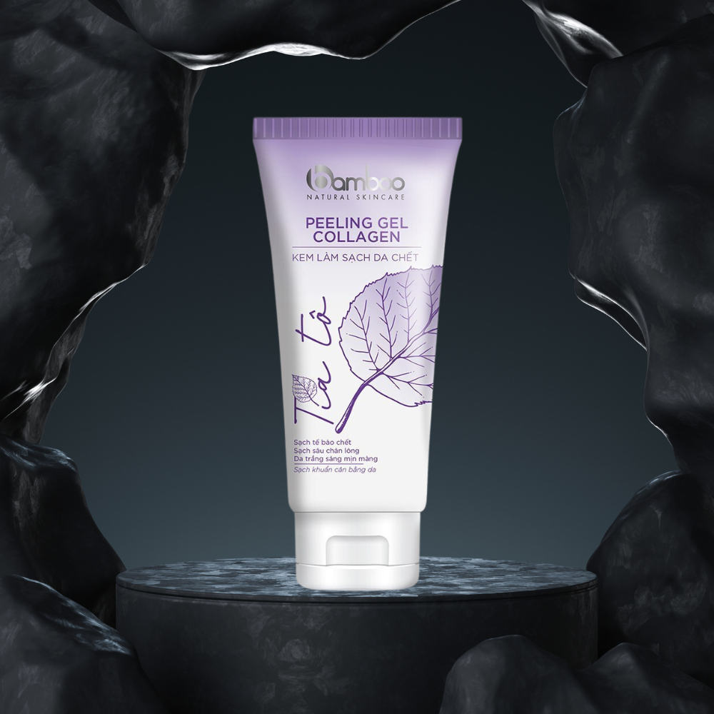 Tẩy da chết tía tô Bamboo làm sạch tế bào chết khô sần, giúp da trắng sáng mịn màng