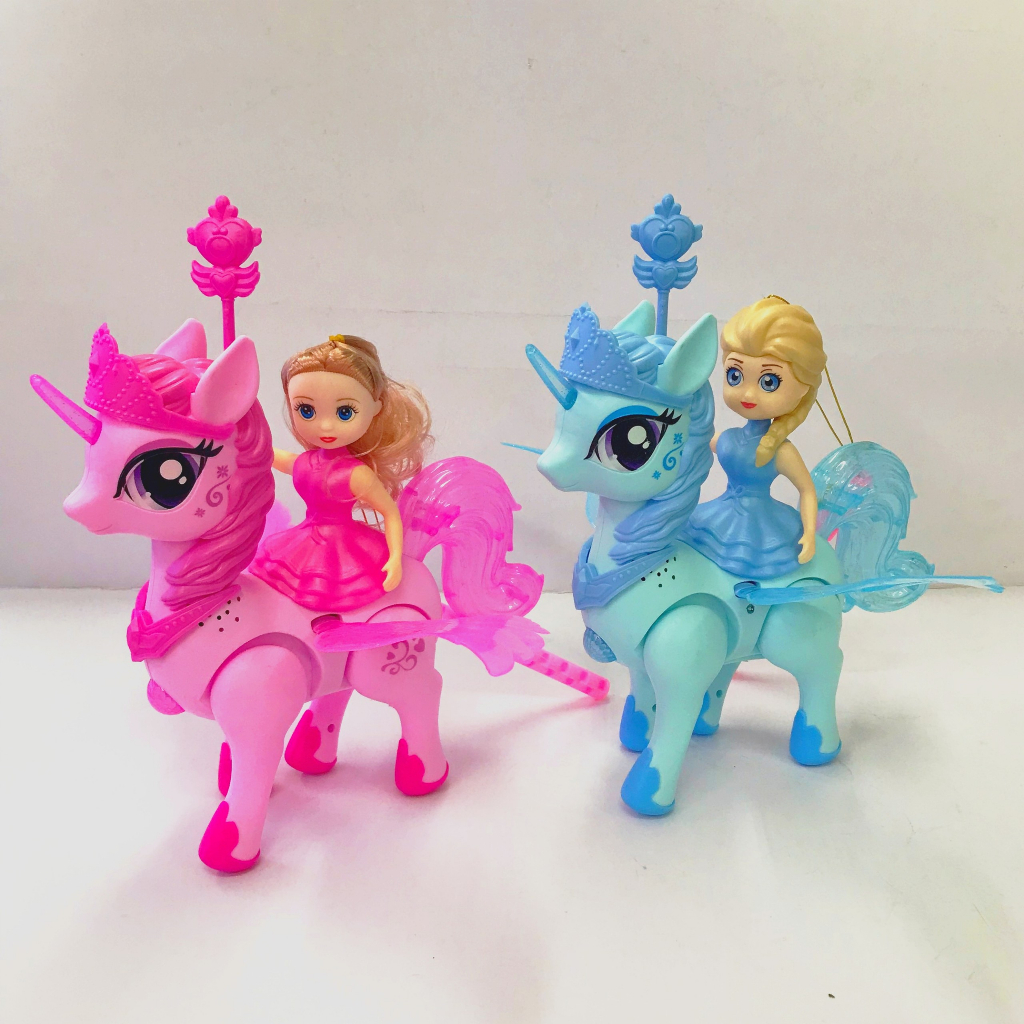 Lồng Đèn Trung Thu - Lồng Đèn Búp Bê Elsa Cưỡi Ngựa Pony Có Cánh - Có Đèn Có Nhạc - Đồ Chơi Bỏ Pin