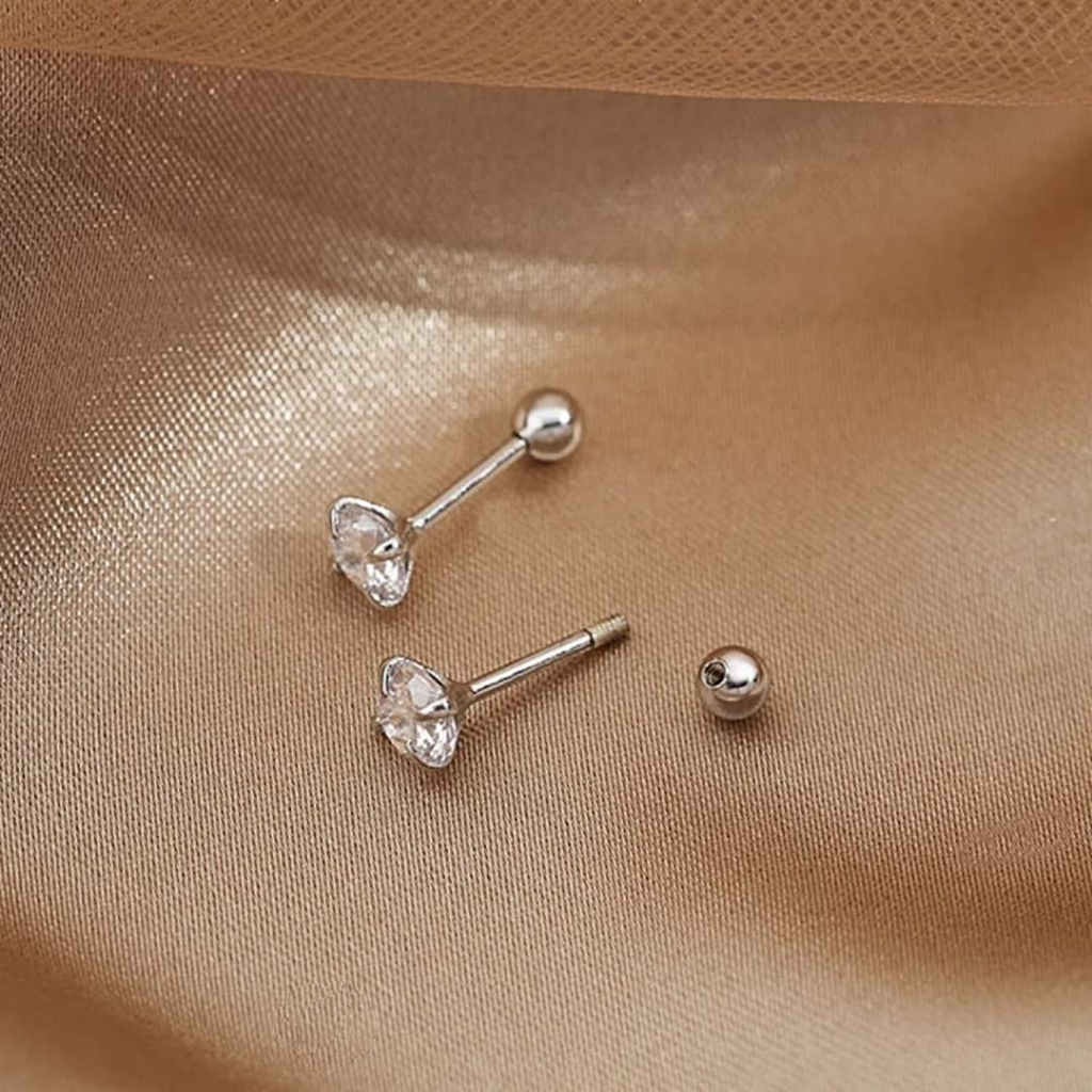 Khuyên tai bạc Khuyên nụ đá chốt bi zen bạc 925 Van Jewelry