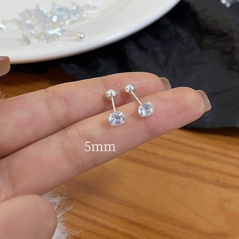 Khuyên tai bạc Khuyên nụ đá chốt bi zen bạc 925 Van Jewelry