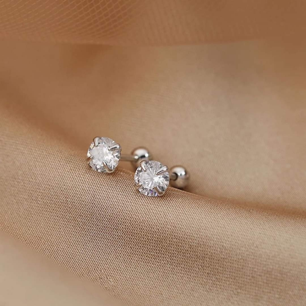 Khuyên tai bạc Khuyên nụ đá chốt bi zen bạc 925 Van Jewelry