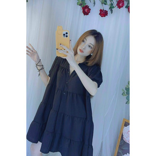 Đầm form rộng babydoll cổ sơ mi - G0Z