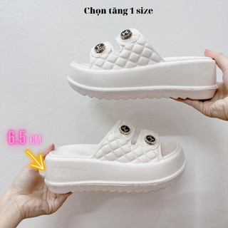 Dép Nữ Sadanl Nơ Tròn Đế 6cm Thời trang phong Cách đi học