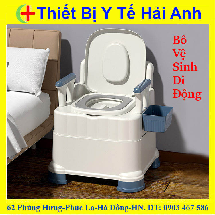 Bồn Cầu Di Động Tiện Ích Cho Người Già Trẻ Nhỏ, Bô Vệ Sinh Có Tay Vịn Chắc Chắn, Toilet Thông Minh Có Đệm
