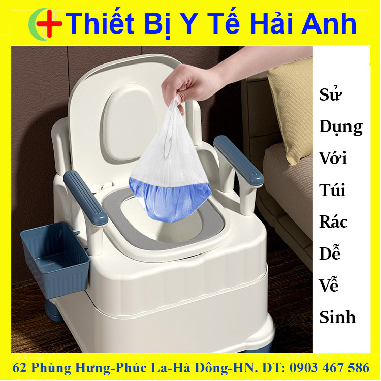 Bồn Cầu Di Động Tiện Ích Cho Người Già Trẻ Nhỏ, Bô Vệ Sinh Có Tay Vịn Chắc Chắn, Toilet Thông Minh Có Đệm