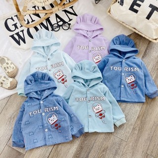 Áo Khoác Nỉ Bông Sơ Sinh Có Mũ Mềm Ấm Cho Bé 3-12KG
